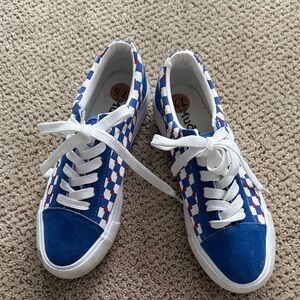 Mudd Blue and White Checkered Sneakers Size 7.5…like new, never worn!